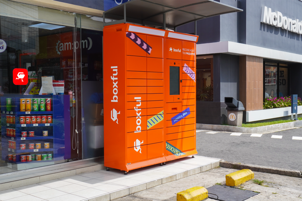 An orange locker outside of a storeAI-generated content may be incorrect.