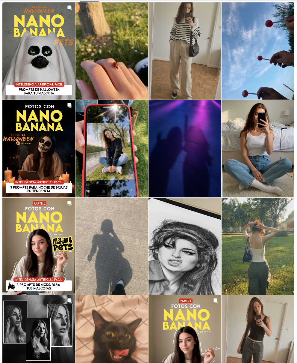 Feed de instagram de Isidora Valdez, Influencer AI